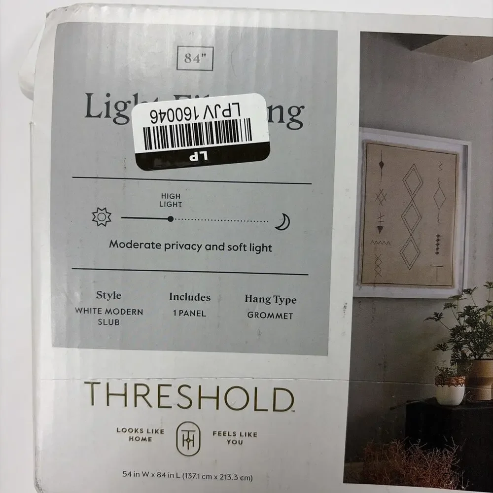 Threshold Light Filtering Curtain White Modern Slub - One Panel 54